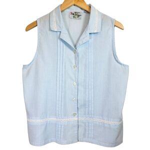 Sectet Fantasies Sleeveless Collar Top Sz M Cottagecore Coquette Romantic Brunch